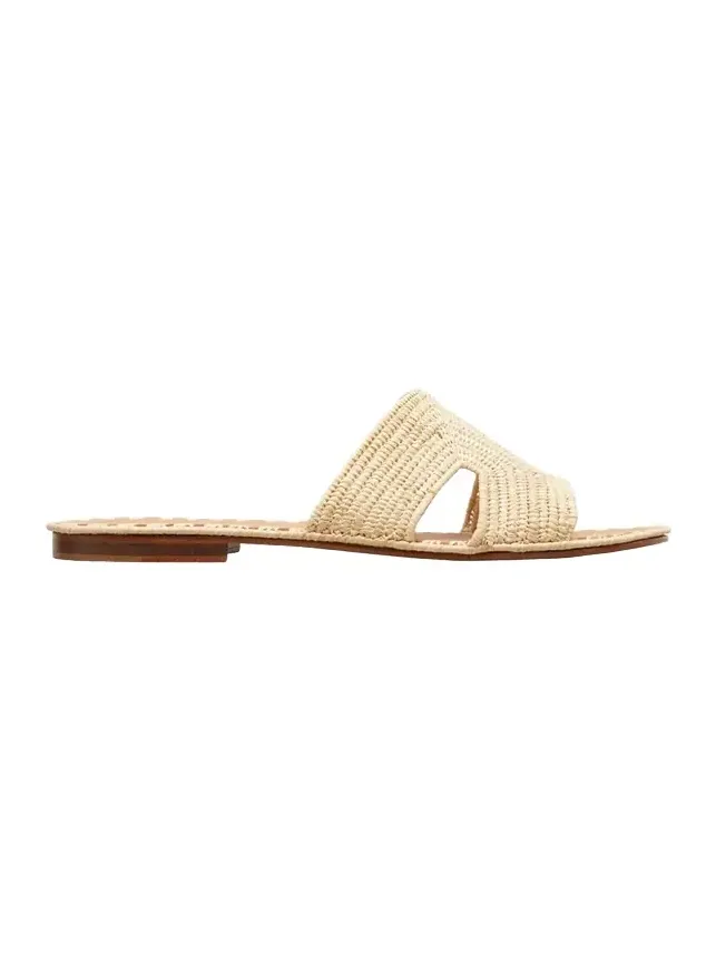 Cuadro Raffia Flat Slide Sandals Cuadro Raffia Flat Slide Sandals
