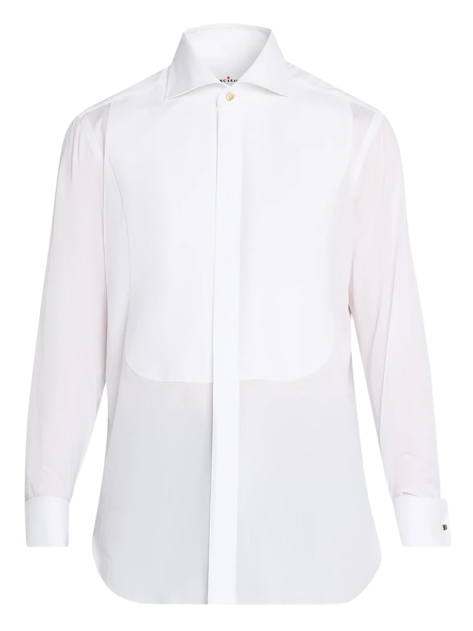 Kiton Men's Cotton Pique Bib-Front Dress Shirt