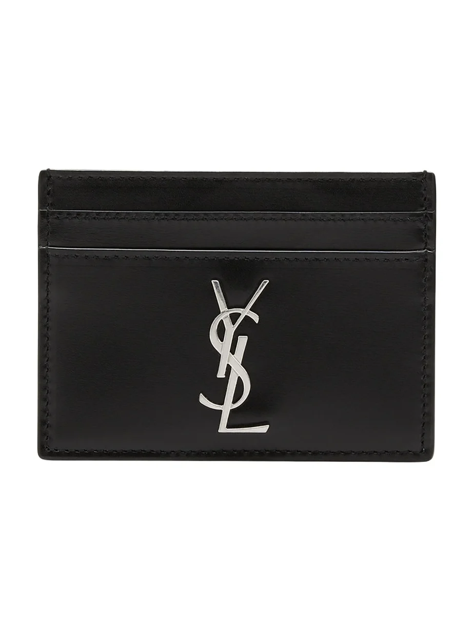 Men's YSL Monogram Leather Card Case