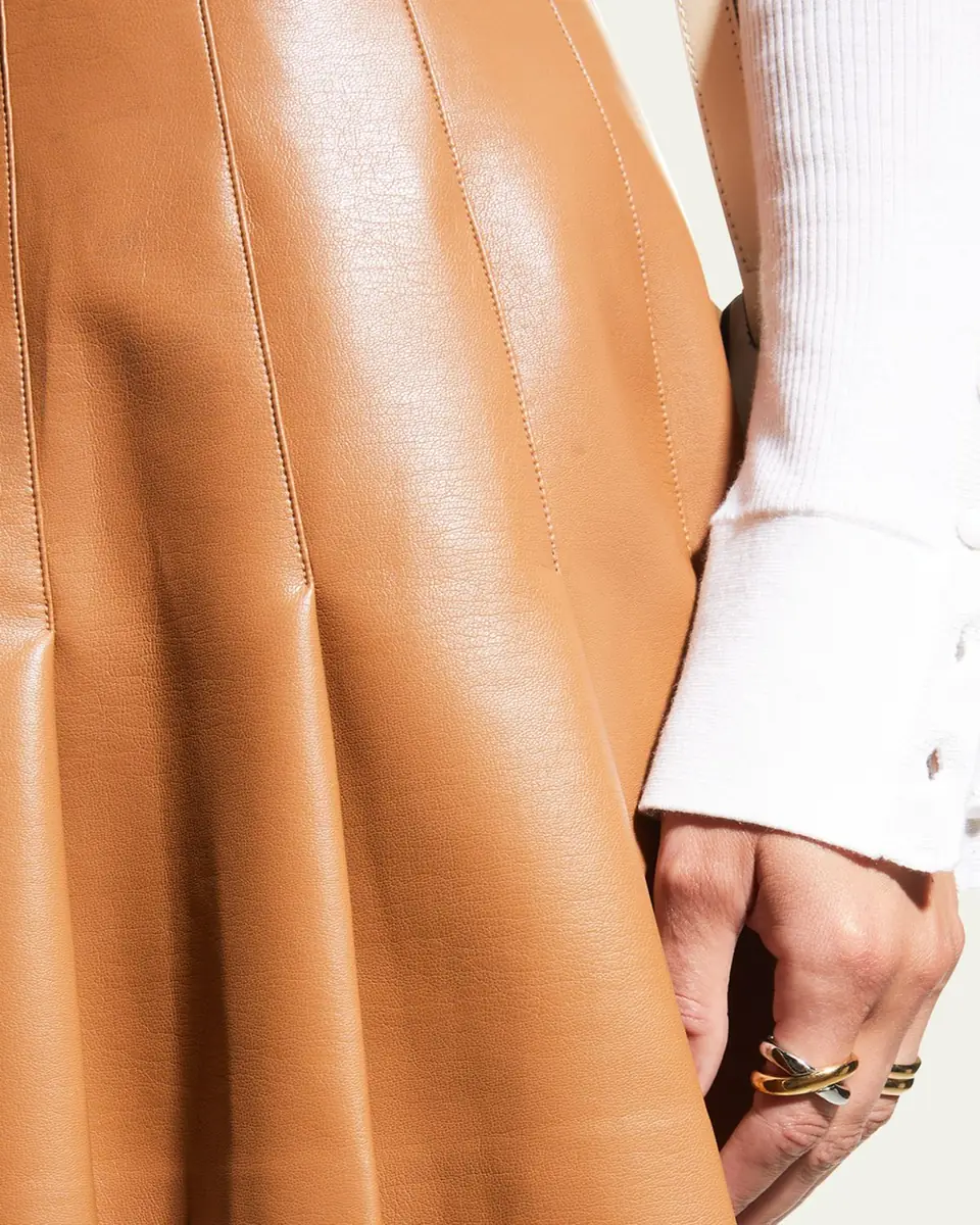 Alice + Olivia Carter Vegan Leather Pleated Mini Skirt | Thumbnail 5