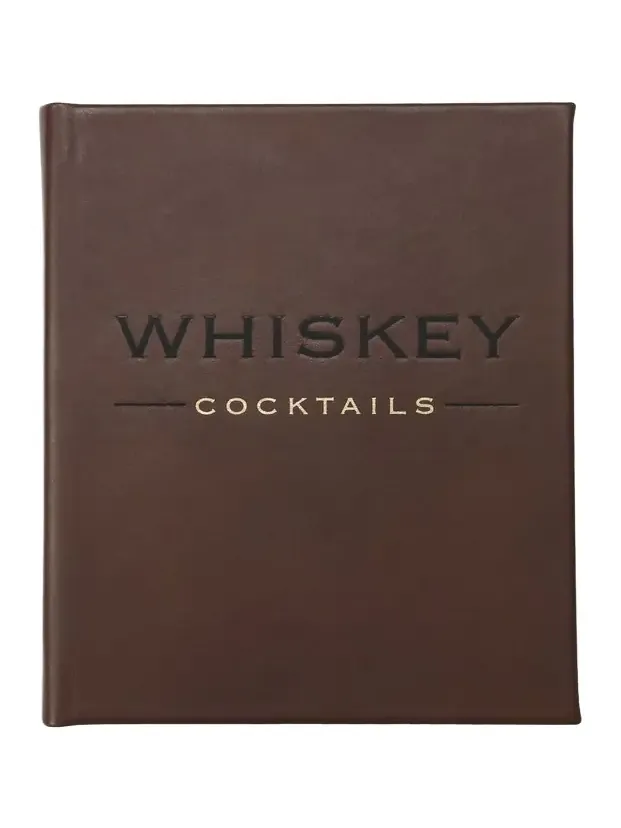 Graphic Image Whiskey Cocktails Leather Bound Book, Personalized