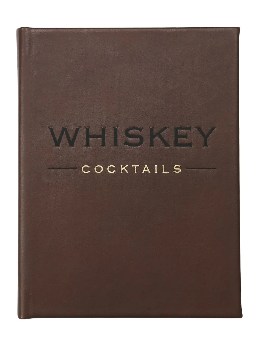 Graphic Image Whiskey Cocktails Leather Bound Book, Personalized