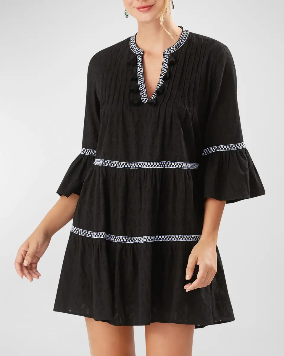Tommy Bahama Embroidered Tassel V-Neck Cotton Tunic Dress | Thumbnail 2 Tommy Bahama Embroidered Tassel V-Neck Cotton Tunic Dress | Thumbnail 2
