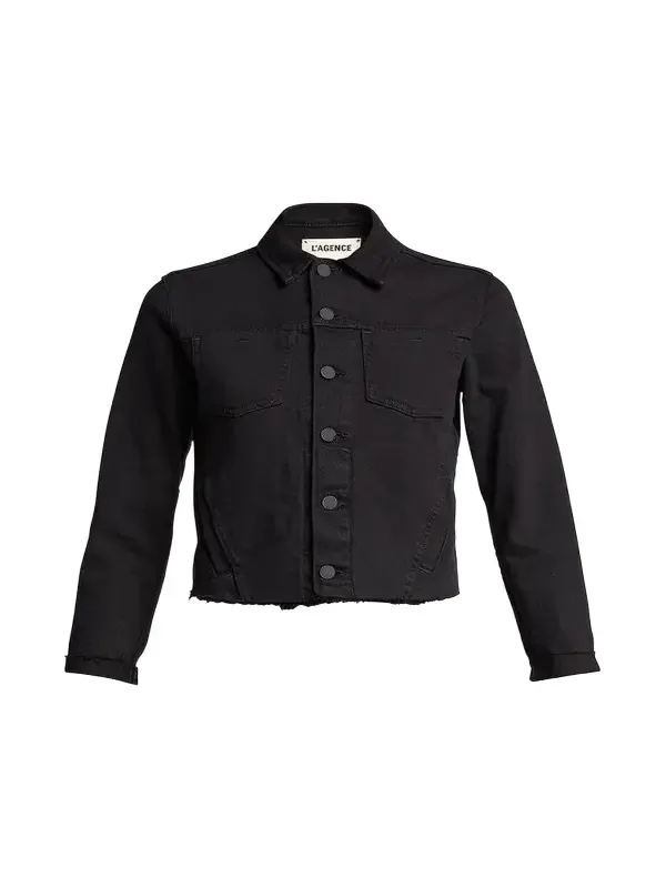 Janelle Slim Raw-Edge Denim Jacket Janelle Slim Raw-Edge Denim Jacket