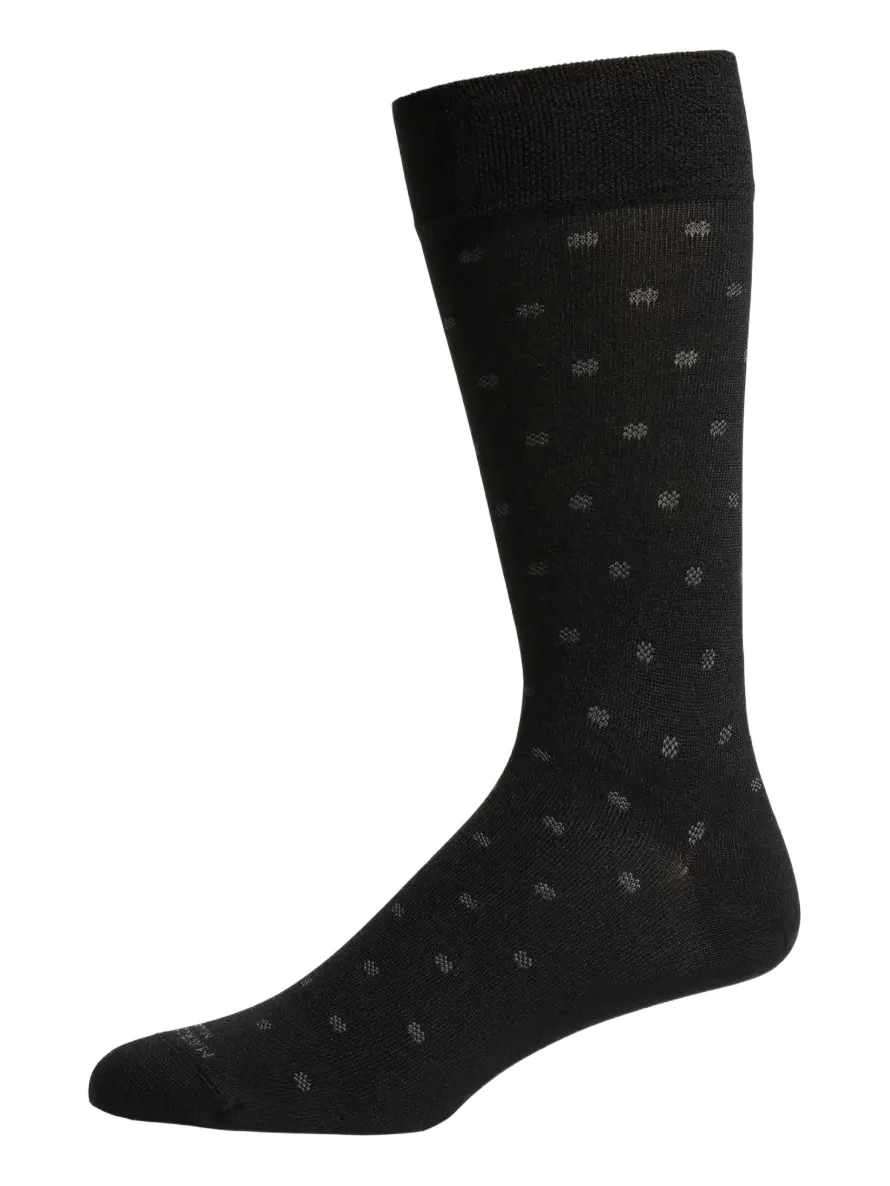 Marcoliani Men's Modal Cashmere Micro Polka Mid-Calf Socks