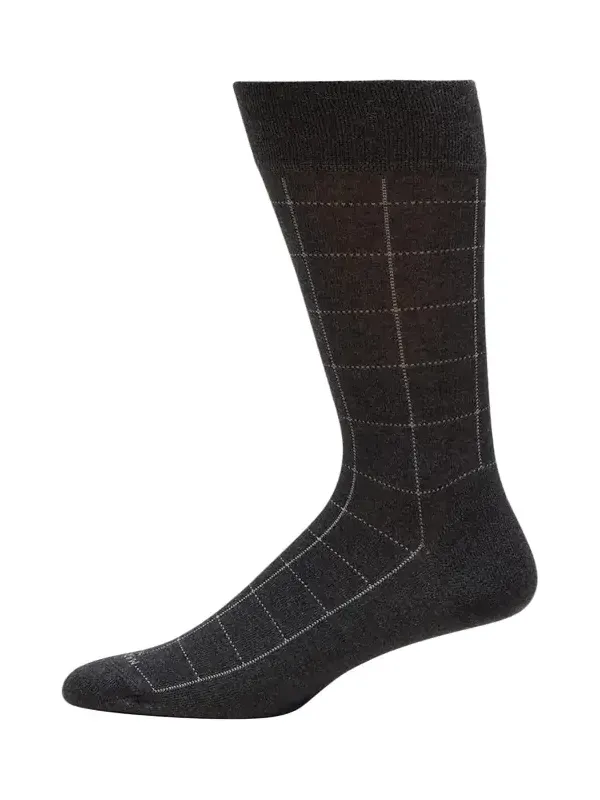 Marcoliani Men's Windowpane Mid-Calf Socks