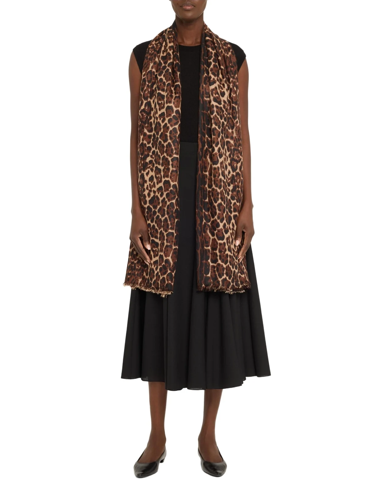 Lightweight Cashmere Leopard-Print Scarf
