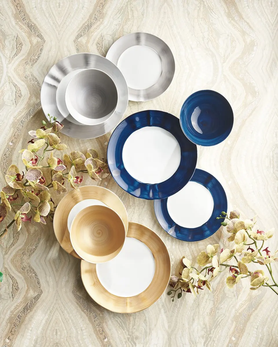 Neiman Marcus 12-Piece Platinum Brushstroke Dinnerware Set | Thumbnail 2 Neiman Marcus 12-Piece Platinum Brushstroke Dinnerware Set | Thumbnail 2