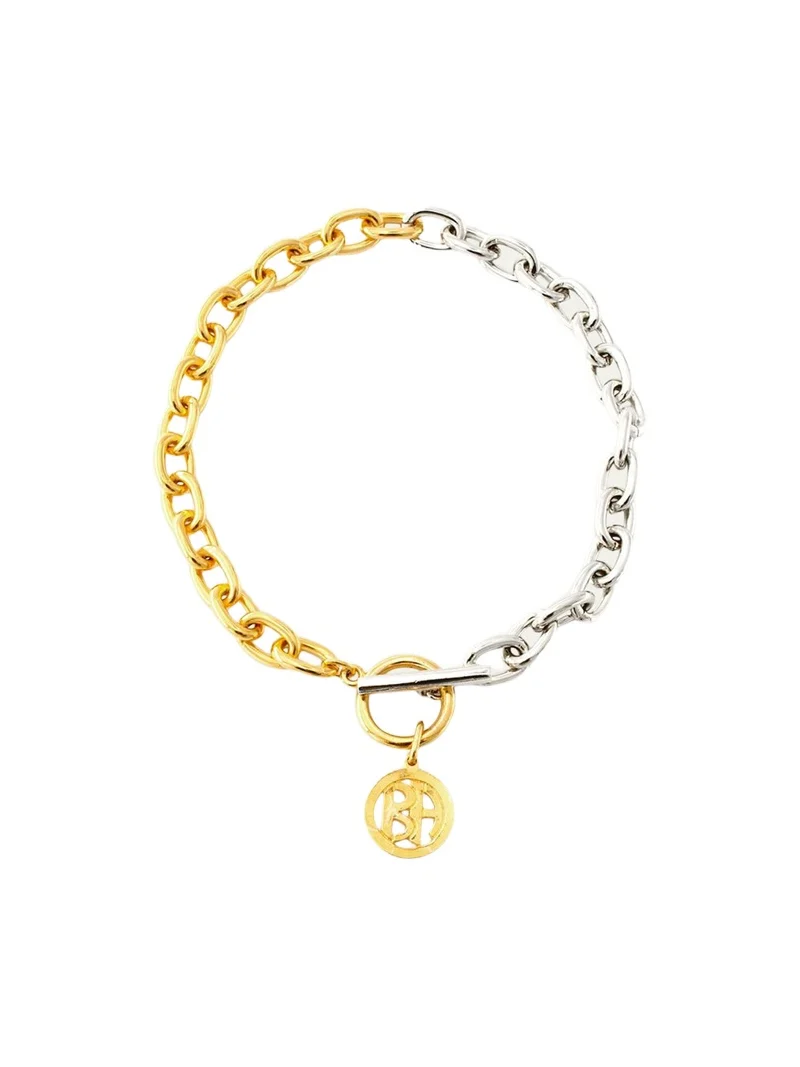 ben-amun Two-Tone Link Necklace with Logo, 16"L
