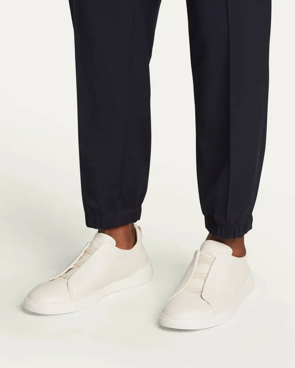Zegna Men's Triple Stitch Deerskin Leather Sneakers | Thumbnail 2 Zegna Men's Triple Stitch Deerskin Leather Sneakers | Thumbnail 2