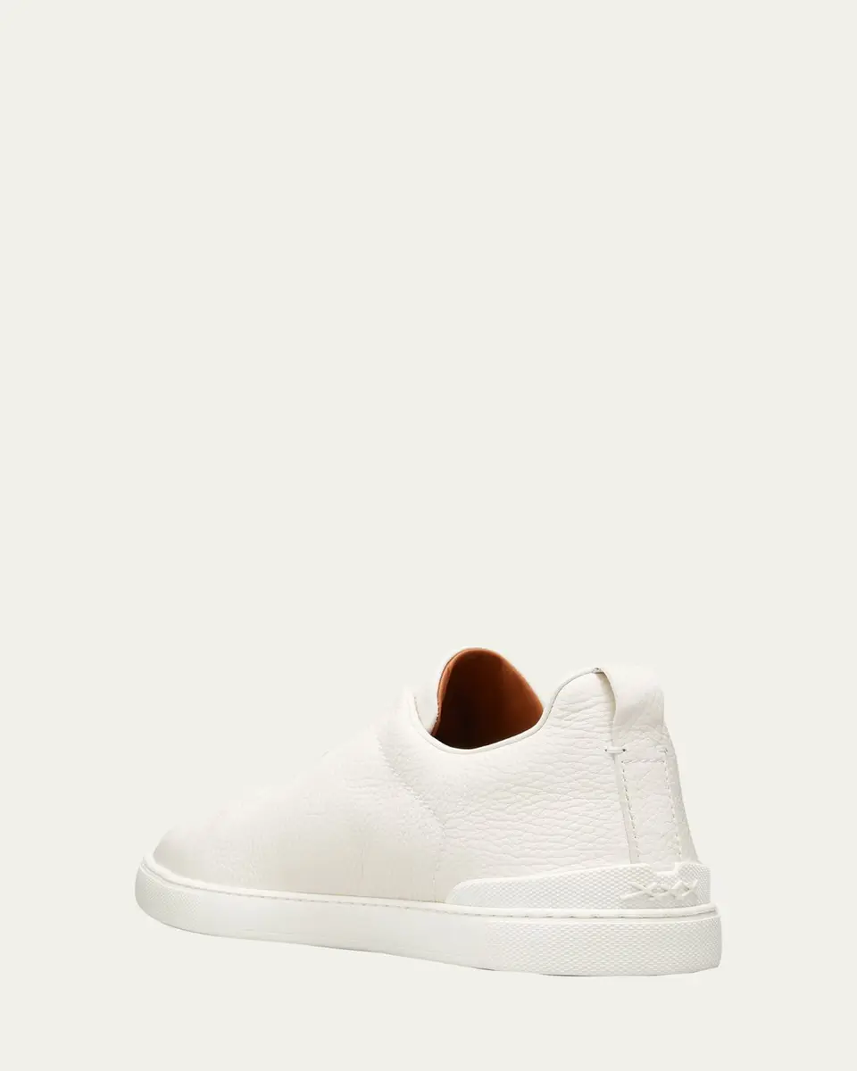 Zegna Men's Triple Stitch Deerskin Leather Sneakers | Thumbnail 4 Zegna Men's Triple Stitch Deerskin Leather Sneakers | Thumbnail 4