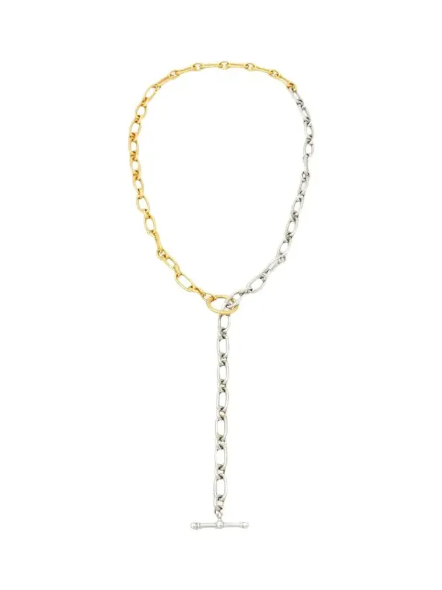 Long Two-Tone Textured Necklace