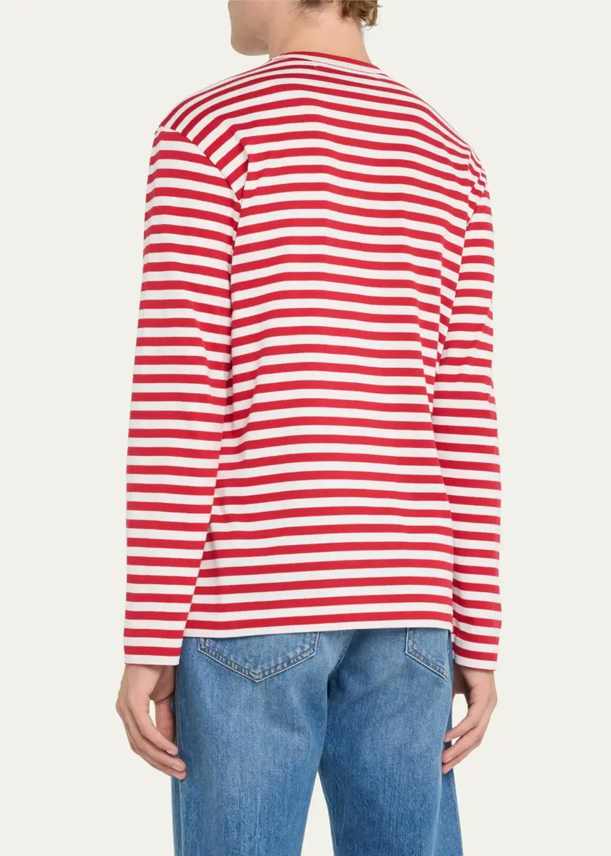 Comme des Garçons Men's Striped T-Shirt with Small Heart | Thumbnail 3 Comme des Garçons Men's Striped T-Shirt with Small Heart | Thumbnail 3
