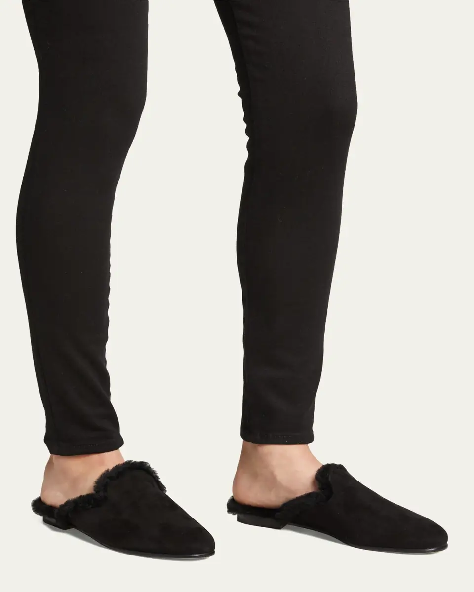 Manolo Blahnik Mariamu Suede Shearling Slipper Mules | Thumbnail 2 Manolo Blahnik Mariamu Suede Shearling Slipper Mules | Thumbnail 2