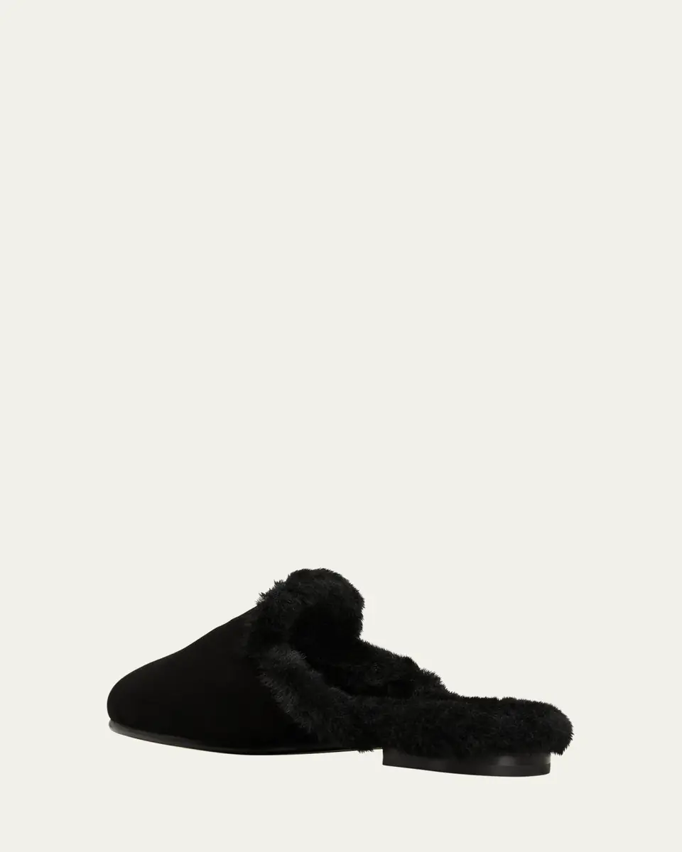 Manolo Blahnik Mariamu Suede Shearling Slipper Mules | Thumbnail 4 Manolo Blahnik Mariamu Suede Shearling Slipper Mules | Thumbnail 4