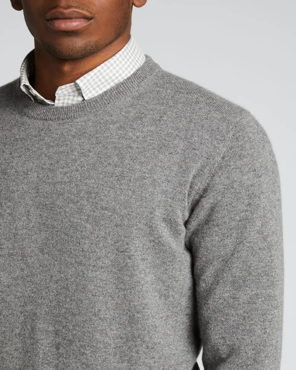 Bergdorf Goodman Men's Solid Cashmere Crewneck Sweater | Thumbnail 4