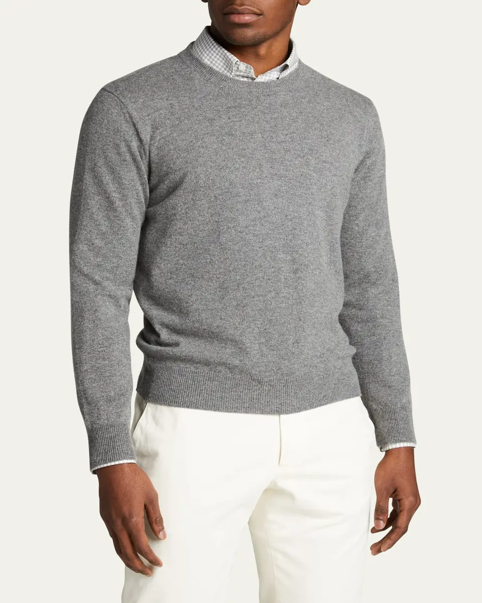Bergdorf Goodman Men's Solid Cashmere Crewneck Sweater | Thumbnail 8