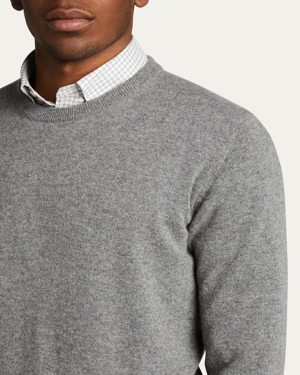 Bergdorf Goodman Men's Solid Cashmere Crewneck Sweater | Thumbnail 9