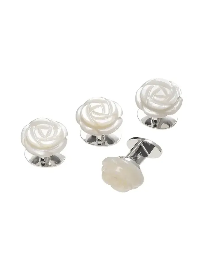 Men's Mother-of-Pearl Rose Shirt Studs