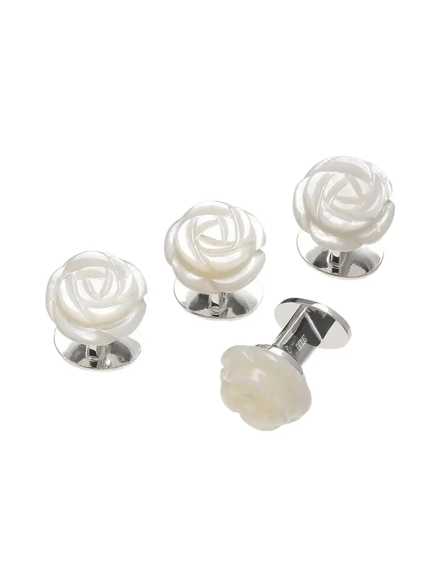 Men's Mother-of-Pearl Rose Shirt Studs