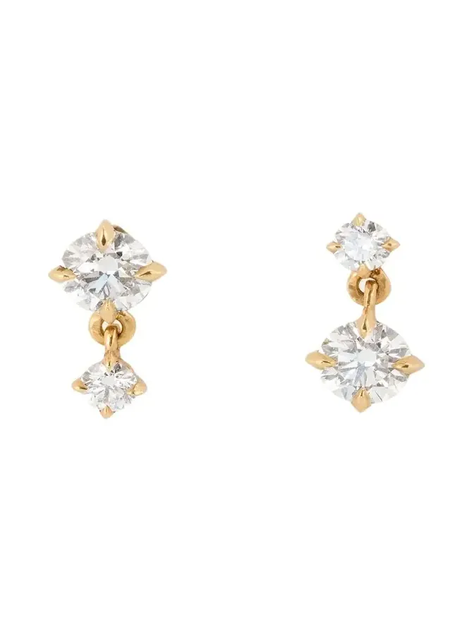 Alternating Double-Drop Diamond Earrings in 18k Yellow Gold Alternating Double-Drop Diamond Earrings in 18k Yellow Gold