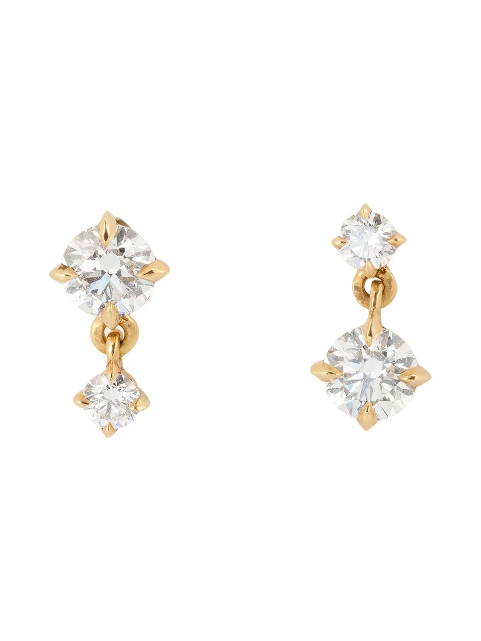 Alternating Double-Drop Diamond Earrings in 18k Yellow Gold Alternating Double-Drop Diamond Earrings in 18k Yellow Gold