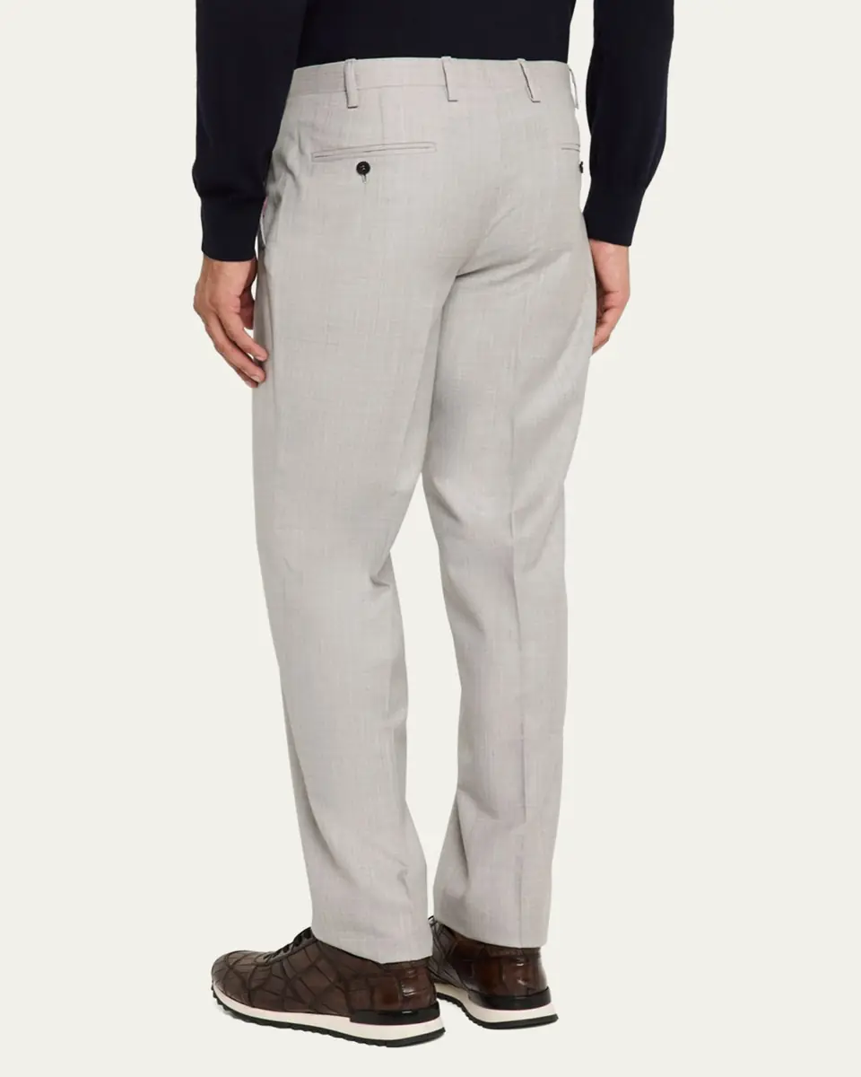 Kiton Men's 15 Micron Flat-Front Trousers | Thumbnail 3 Kiton Men's 15 Micron Flat-Front Trousers | Thumbnail 3