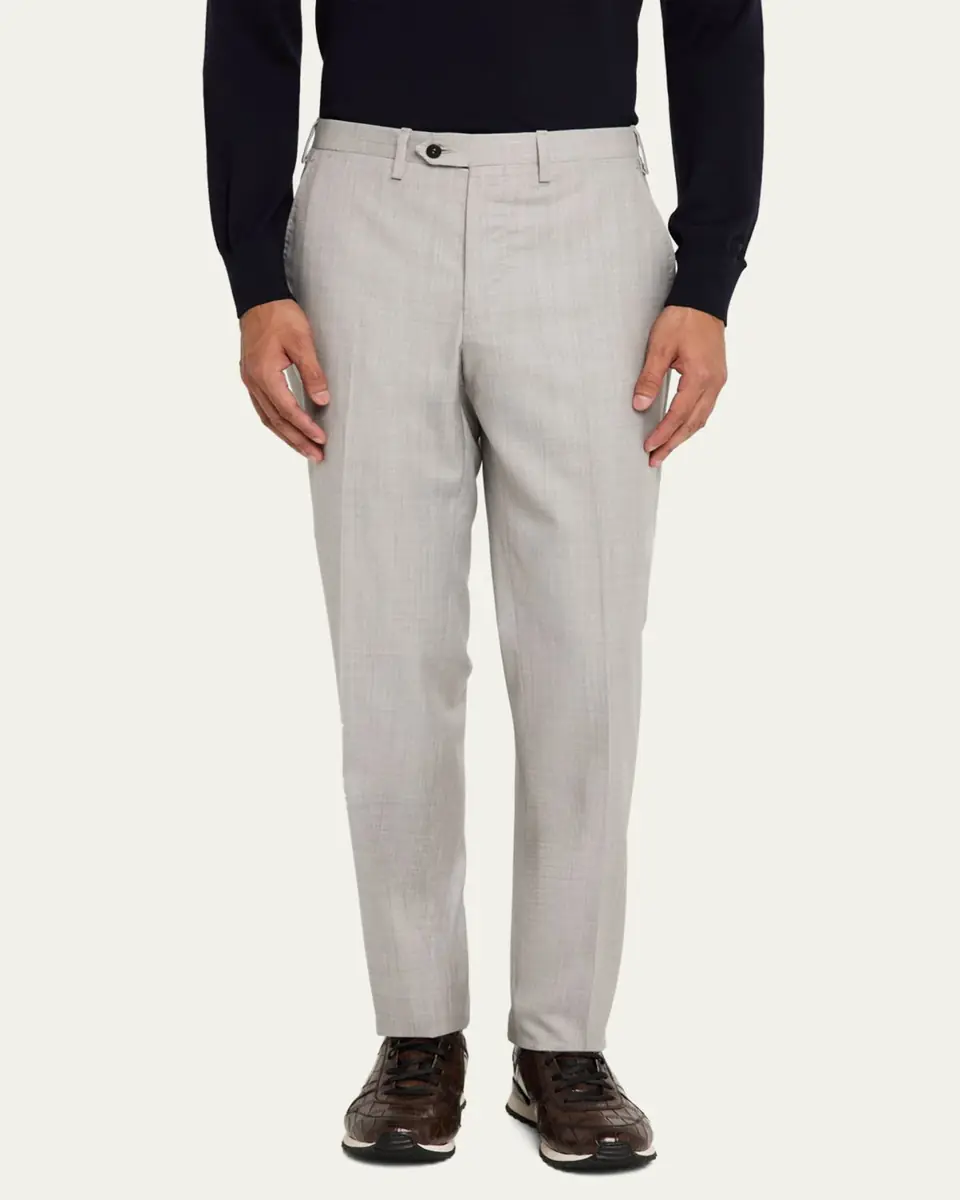 Kiton Men's 15 Micron Flat-Front Trousers | Thumbnail 4 Kiton Men's 15 Micron Flat-Front Trousers | Thumbnail 4