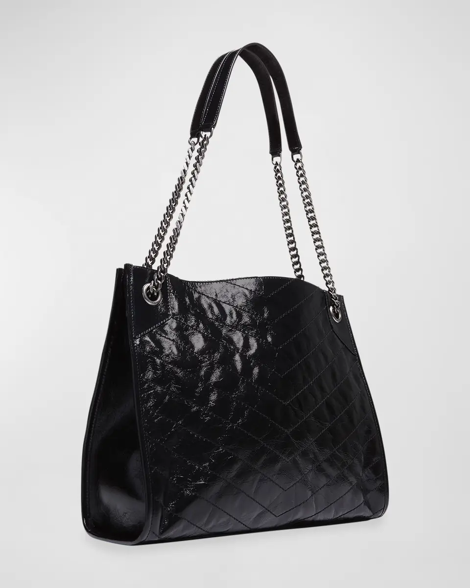 Saint Laurent Niki Medium YSL Shopper Tote Bag in Crinkled Leather | Thumbnail 3 Saint Laurent Niki Medium YSL Shopper Tote Bag in Crinkled Leather | Thumbnail 3