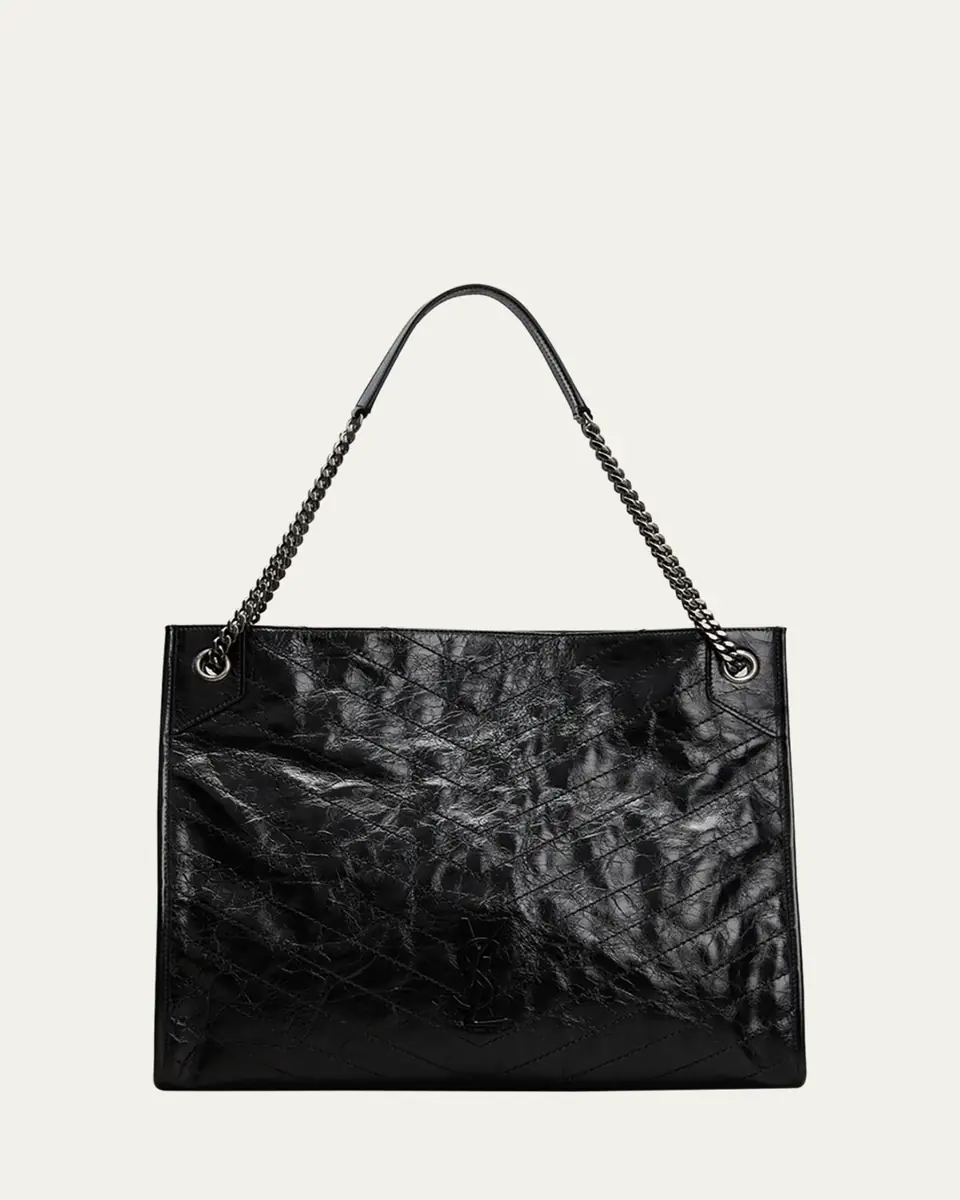 Saint Laurent Niki Medium YSL Shopper Tote Bag in Crinkled Leather | Thumbnail 5 Saint Laurent Niki Medium YSL Shopper Tote Bag in Crinkled Leather | Thumbnail 5
