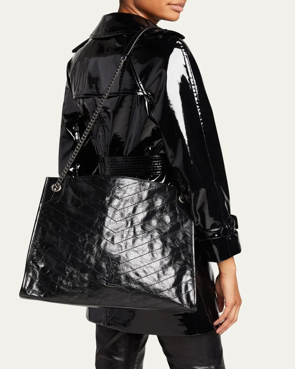 Saint Laurent Niki Medium YSL Shopper Tote Bag in Crinkled Leather | Thumbnail 6 Saint Laurent Niki Medium YSL Shopper Tote Bag in Crinkled Leather | Thumbnail 6
