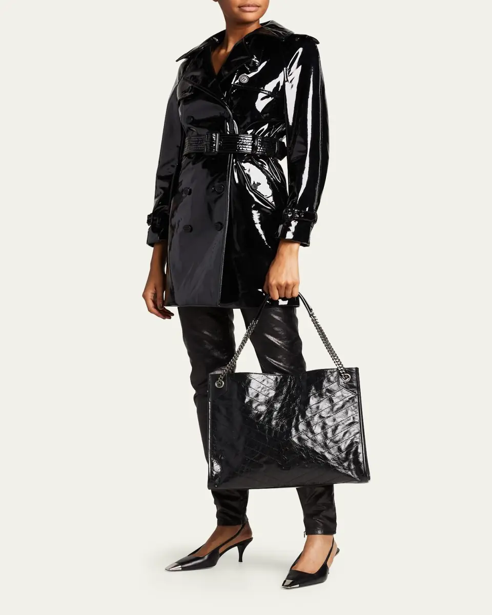Saint Laurent Niki Medium YSL Shopper Tote Bag in Crinkled Leather | Thumbnail 9 Saint Laurent Niki Medium YSL Shopper Tote Bag in Crinkled Leather | Thumbnail 9
