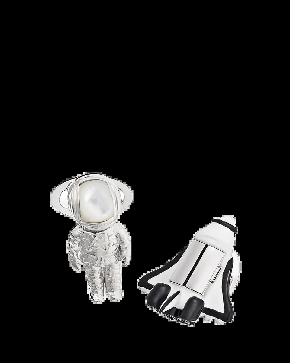 Jan Leslie Men's Shuttle & Astronaut Sterling Silver/Gemstone Cufflinks | Thumbnail 2 Jan Leslie Men's Shuttle & Astronaut Sterling Silver/Gemstone Cufflinks | Thumbnail 2
