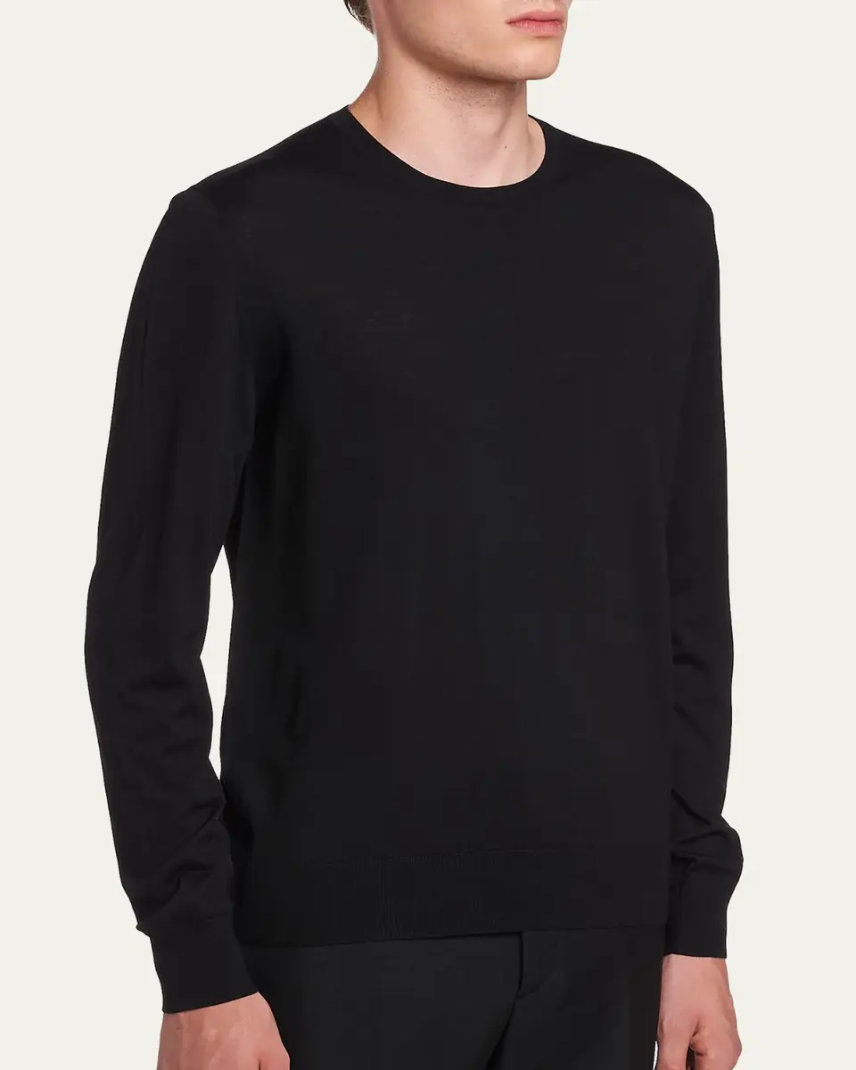 Prada Men's Worsted Wool Crewneck Sweater | Thumbnail 2