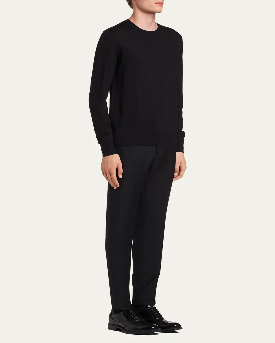 Prada Men's Worsted Wool Crewneck Sweater | Thumbnail 4