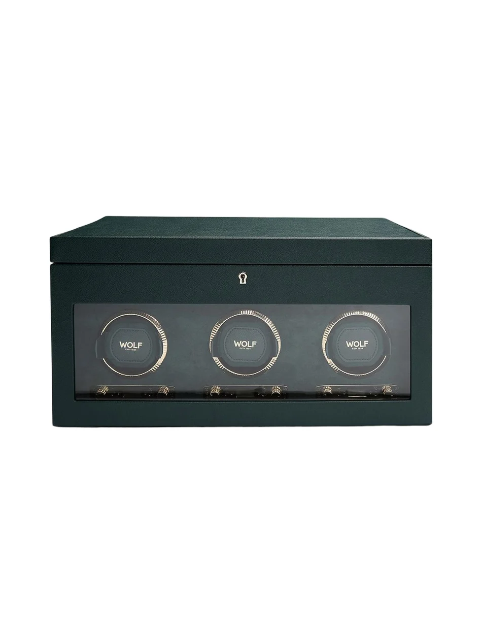 British Racing Triple Watch Winder with Storage British Racing Triple Watch Winder with Storage