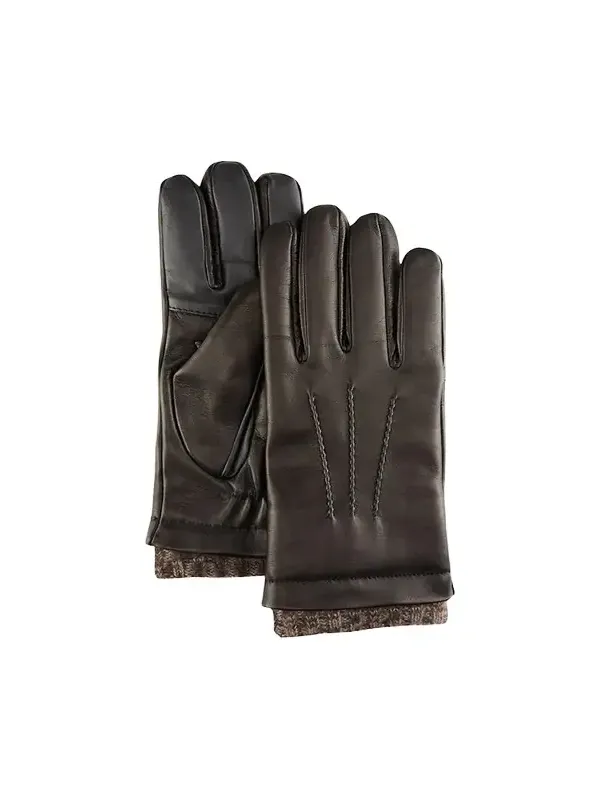 Bergdorf Goodman Men's Leather Gloves w/ Knit Lining