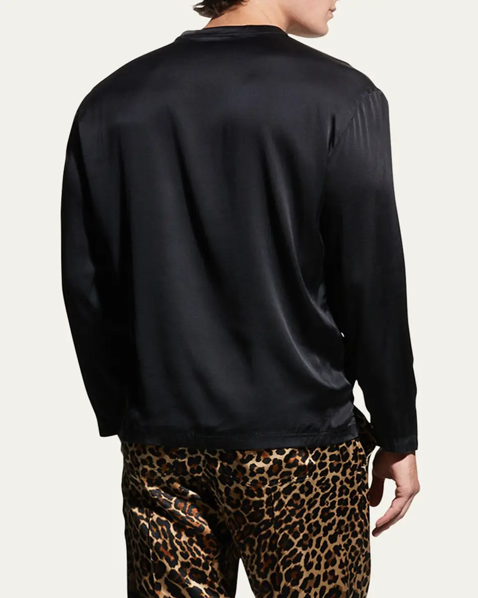 Tom Ford Men's Silk Henley Pajama Shirt | Thumbnail 2