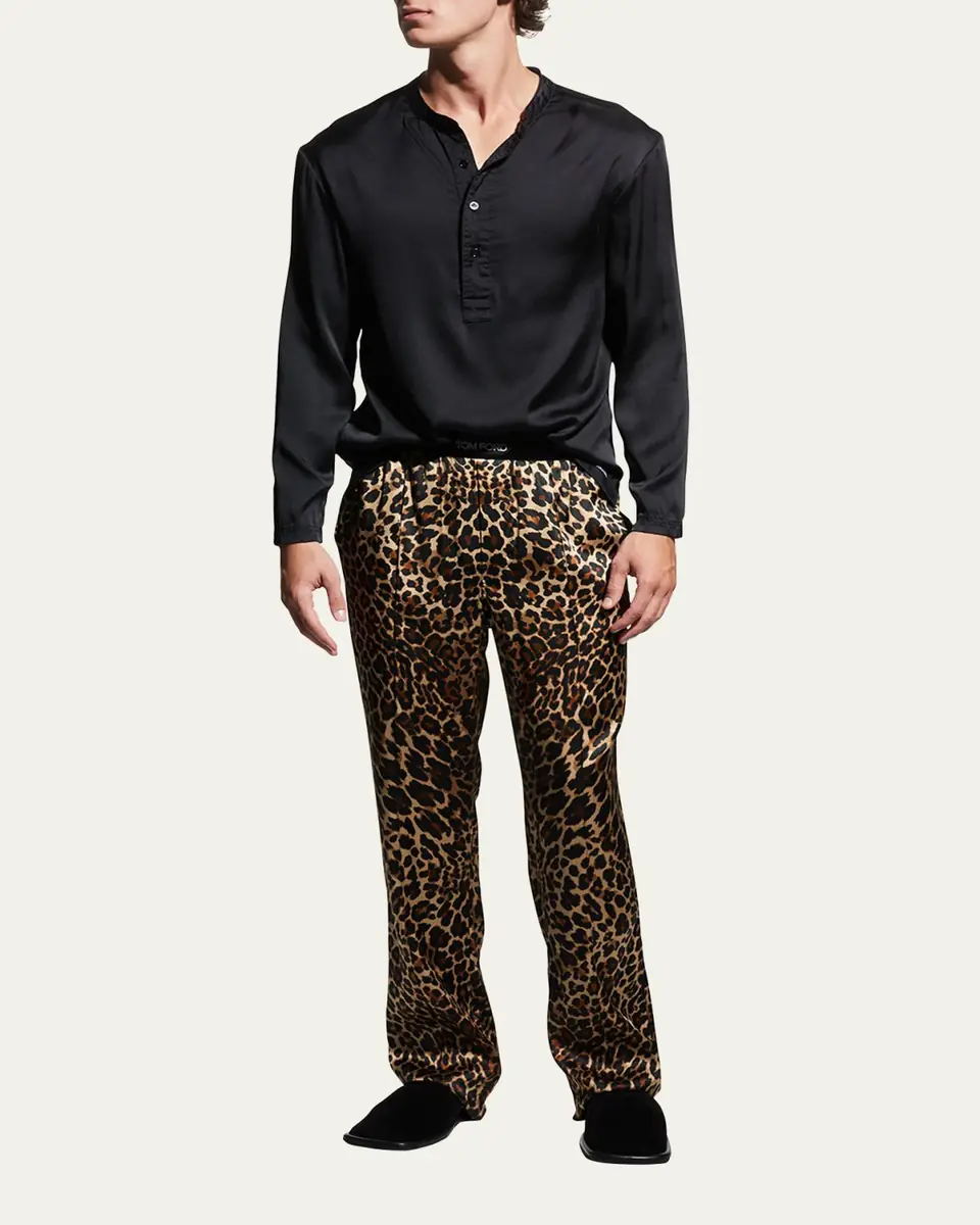 Tom Ford Men's Silk Henley Pajama Shirt | Thumbnail 3