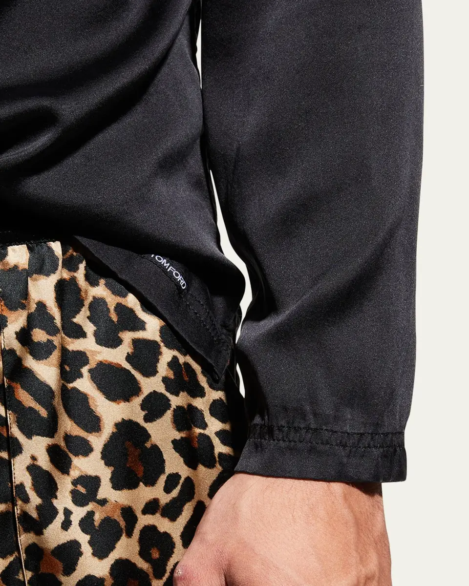 Tom Ford Men's Silk Henley Pajama Shirt | Thumbnail 5