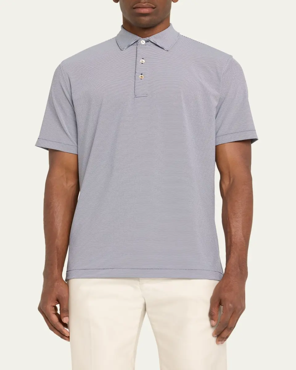 Peter Millar Men's Jubilee Stripe Stretch-Jersey Polo Shirt | Thumbnail 4 Peter Millar Men's Jubilee Stripe Stretch-Jersey Polo Shirt | Thumbnail 4
