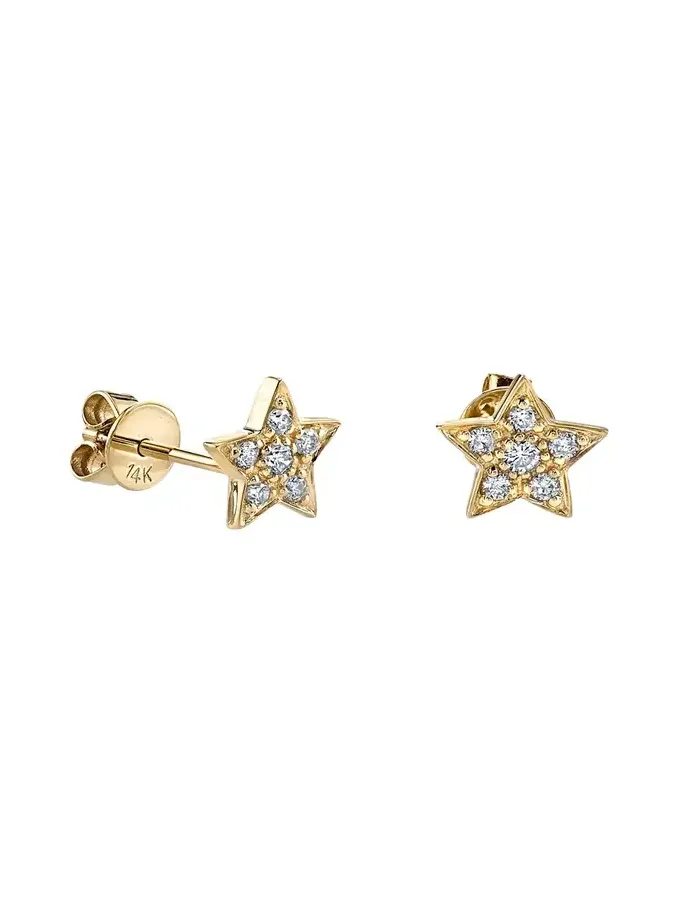 14K Yellow Gold Pavé Diamond Star Stud Earrings 14K Yellow Gold Pavé Diamond Star Stud Earrings