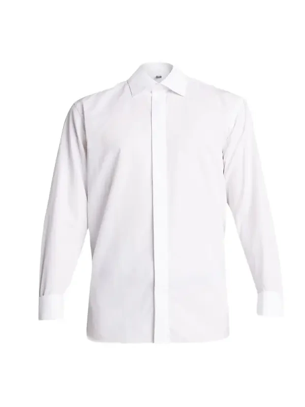 Men's Formal Twill Fly-Front Dress Shirt