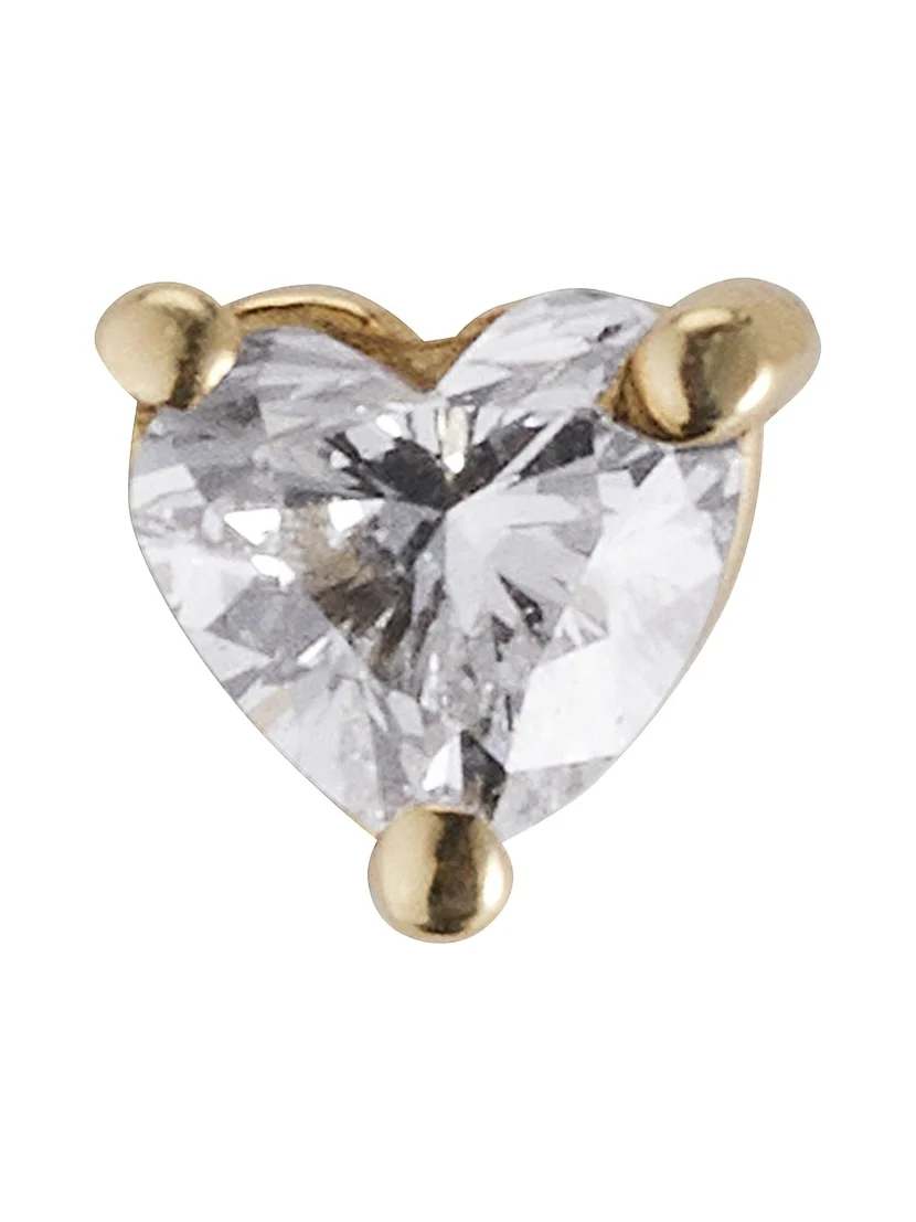 Heart-Cut Diamond Stud Earring, Single Heart-Cut Diamond Stud Earring, Single