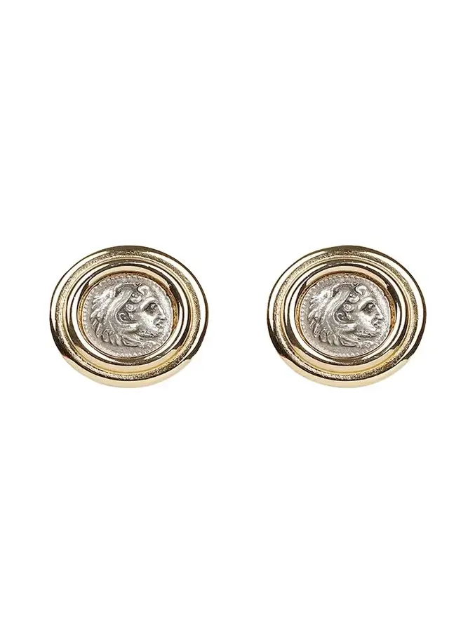 Roman Coin Clip Earrings