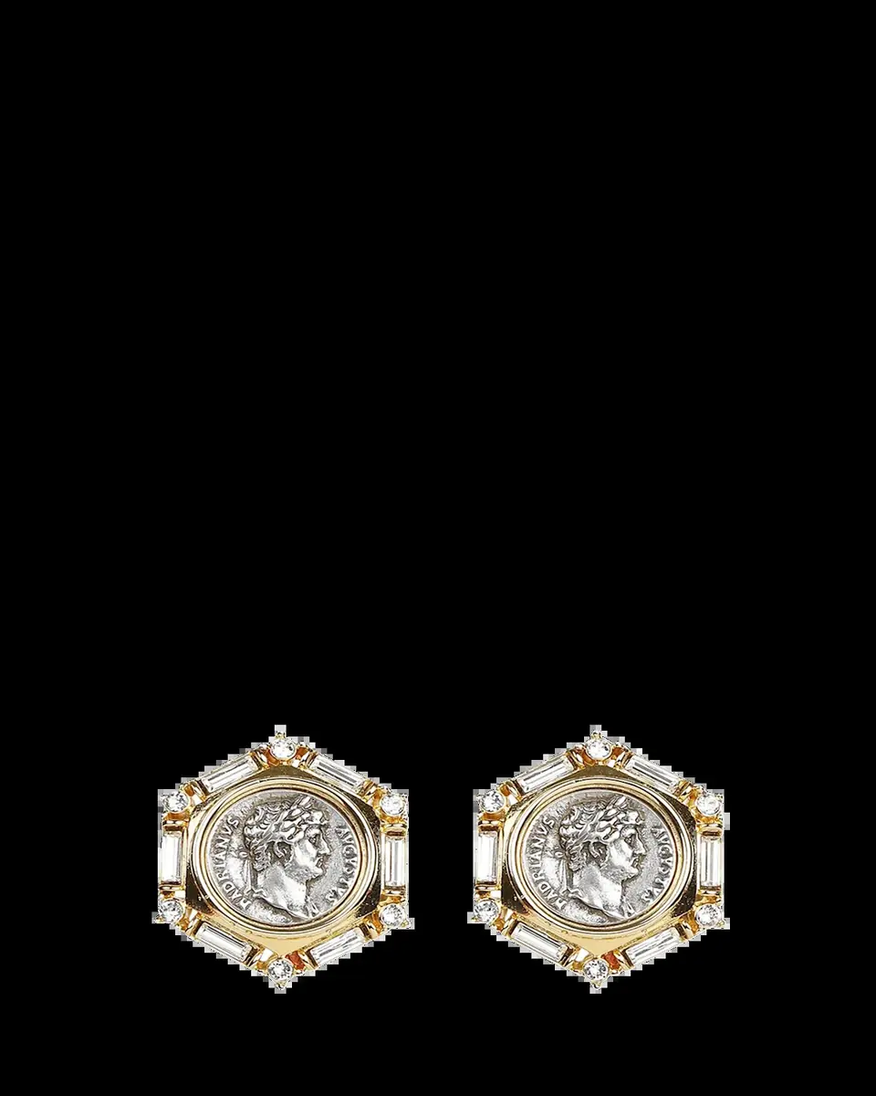 ben-amun Roman Coin and Crystal Clip Earrings | Thumbnail 2