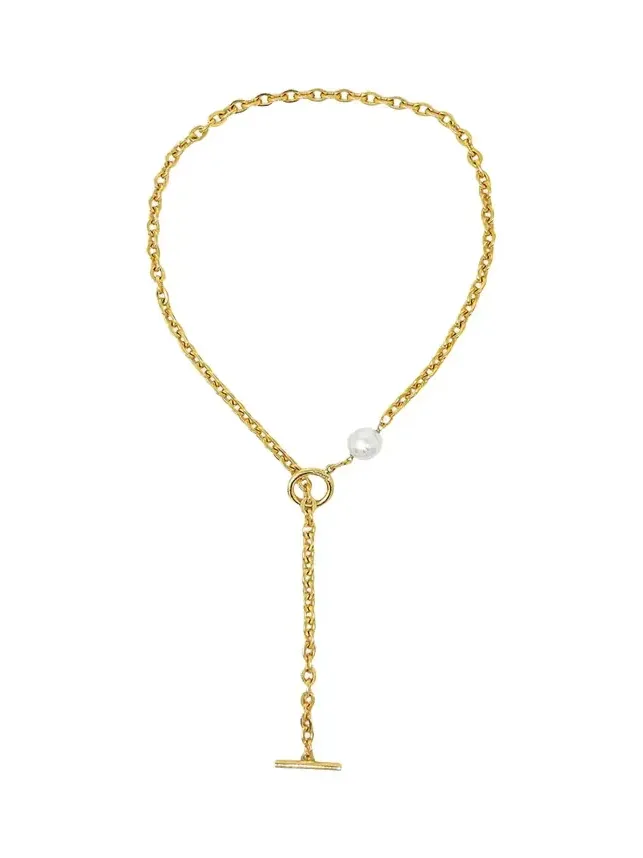 Chain Necklace with Pearly Glass
