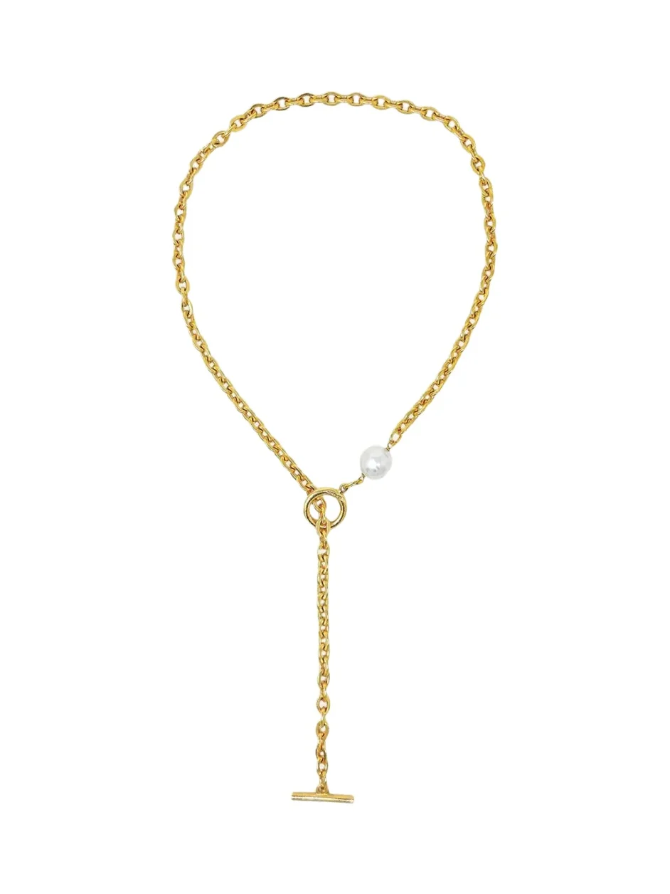 ben-amun Chain Necklace with Pearly Glass