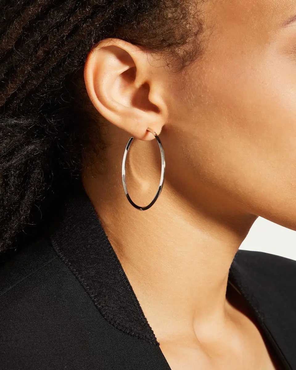 Lana 45mm 14K Gold Thin Pointed Royale Hoops | Thumbnail 2