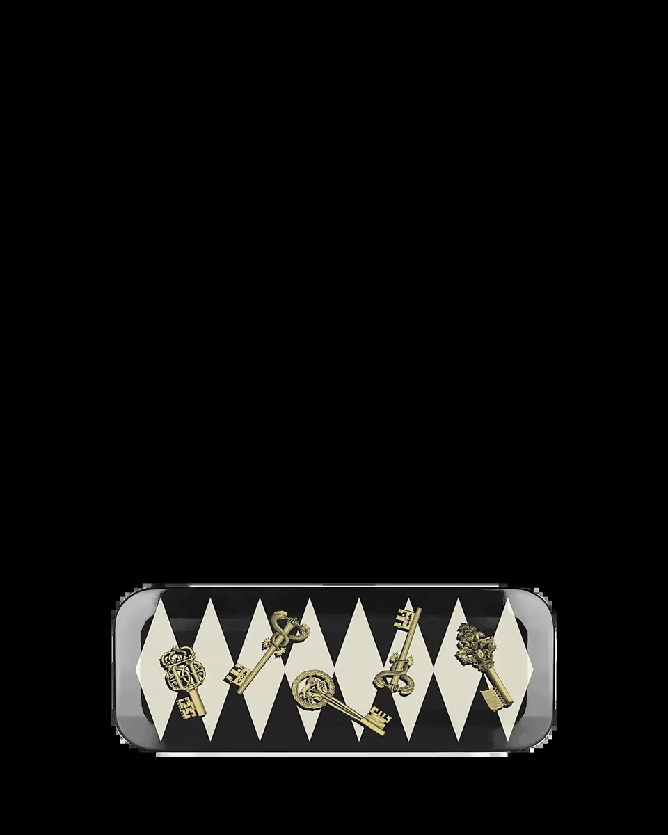 FORNASETTI Chiavi Gold and Rombi Tray - 25x60 cm | Thumbnail 2